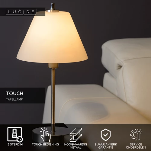 Lucide TOUCH - Tafellamp - Ø 22 cm - 1xE14 - Mat chroom - USP